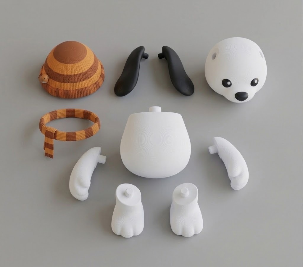 Pip printed as separate parts